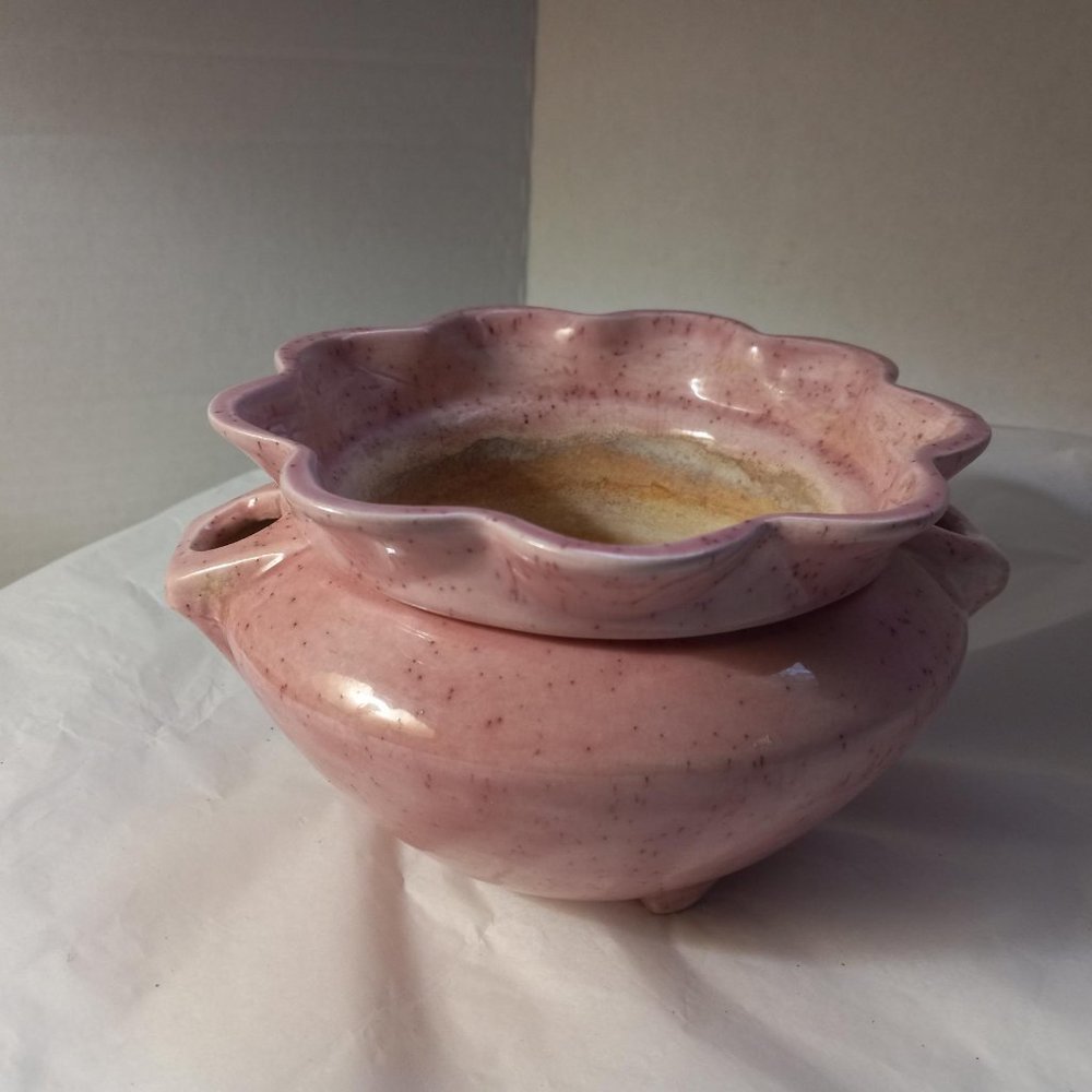 African Violet Self watering planter. Speckled Pink Pottery